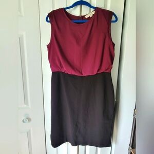 Loft Maroon/black color block dress, 12P